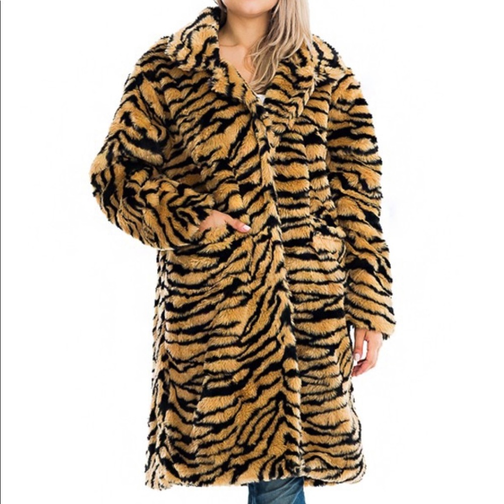 “BIG PIMPIN” Plush Tiger Print Fur Teddy Coat - Picture 6 of 16